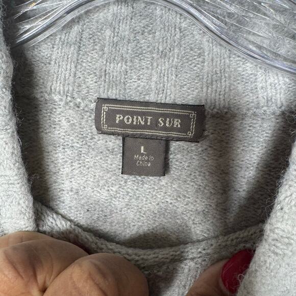 Point Sur L Gray Mock Neck Sweater Merino Wool Alpaca Blend Soft Cozy Knit - Picture 6 of 7
